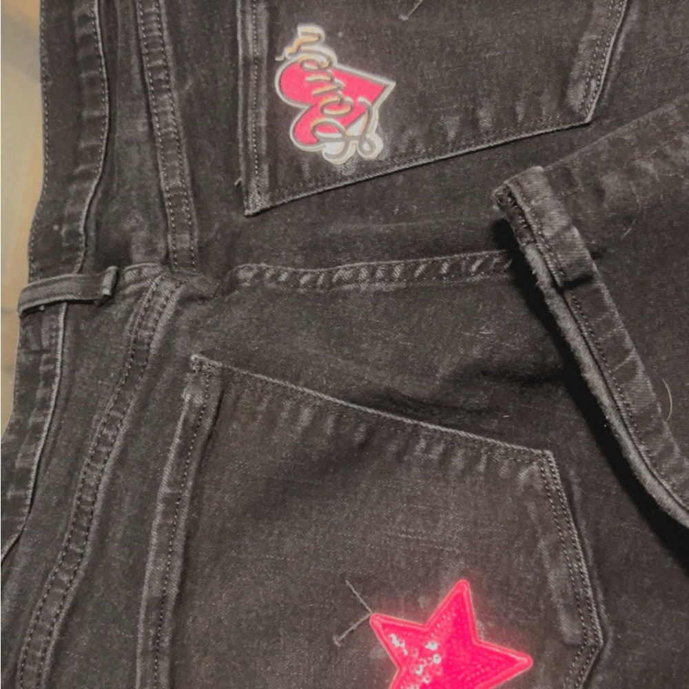 Hudson Jeans Black Skinny Jeans with Red Accents